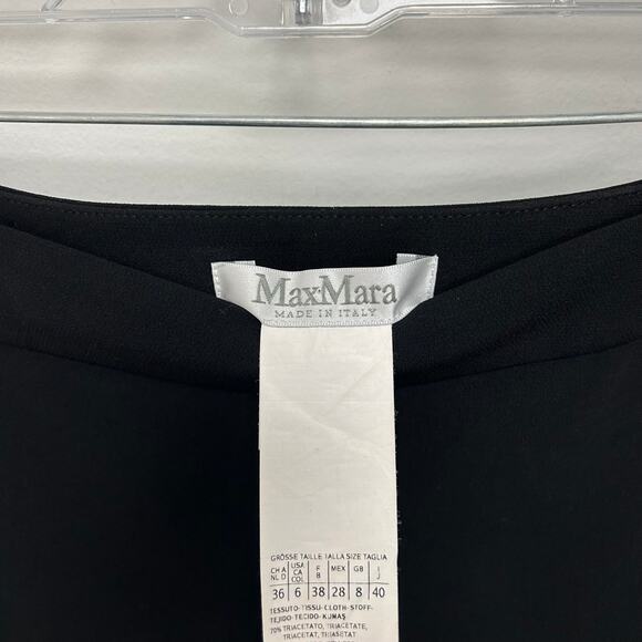 MaxMara Black High Waist Slit Hem Triacetate Pants Womens US 6 - Picture 4 of 7